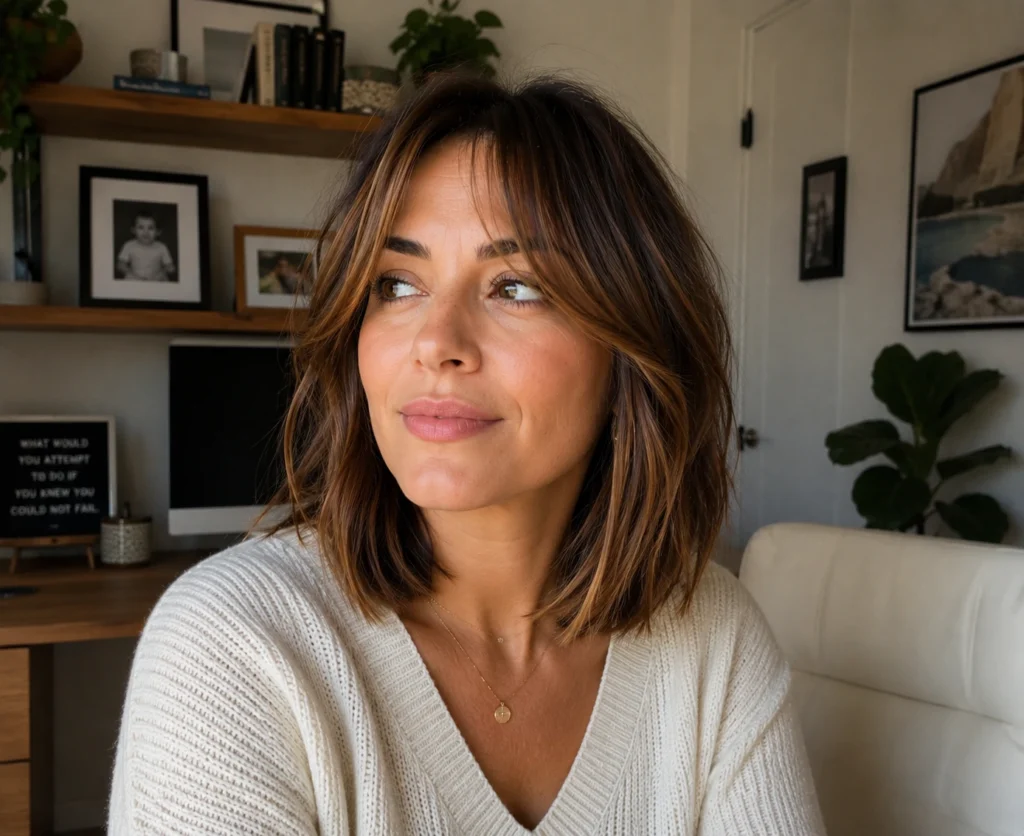 Collarbone Bob With Curtain Bangs