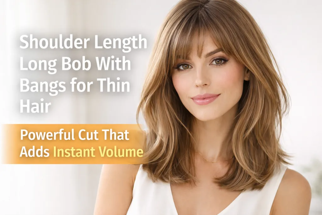 Shoulder Length Long Bob With Bangs for Thin Hair
