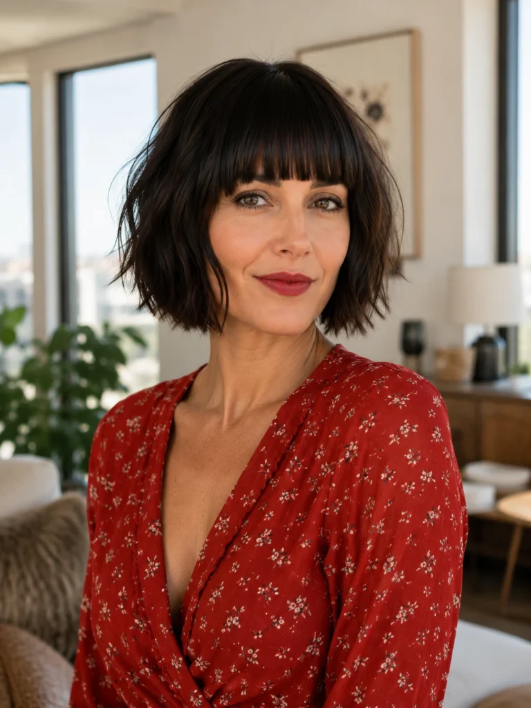 Choppy French Bob With Blunt Fringe