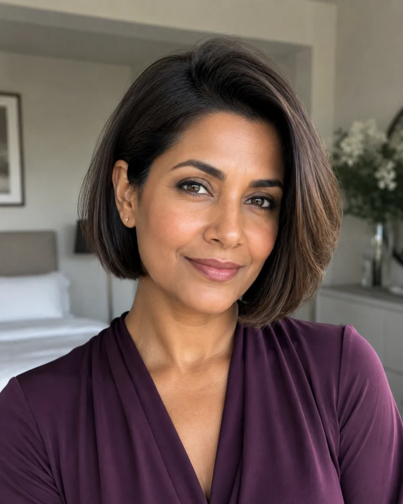 French Bob No Bangs With a Side Part