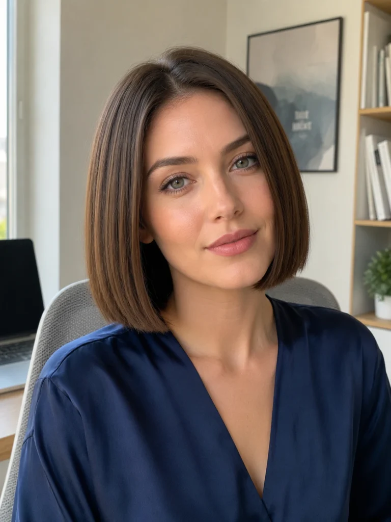 French Bob Without Bangs for Straight Hair