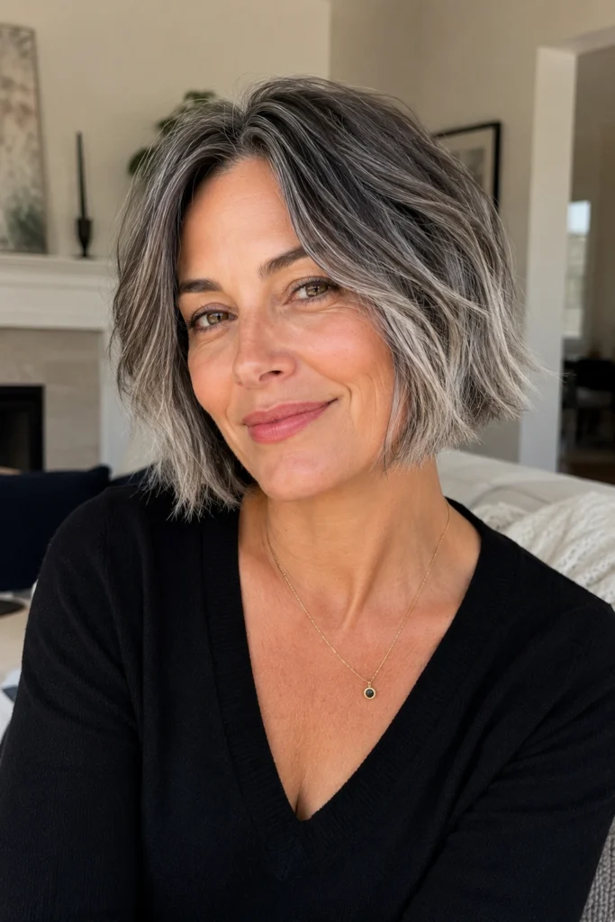 French Bob for Gray Transition Hair