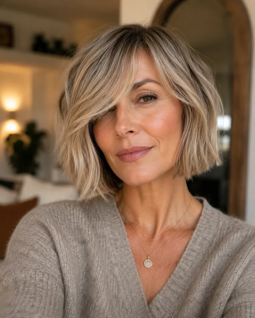 French Bob with Side-Swept Fringe