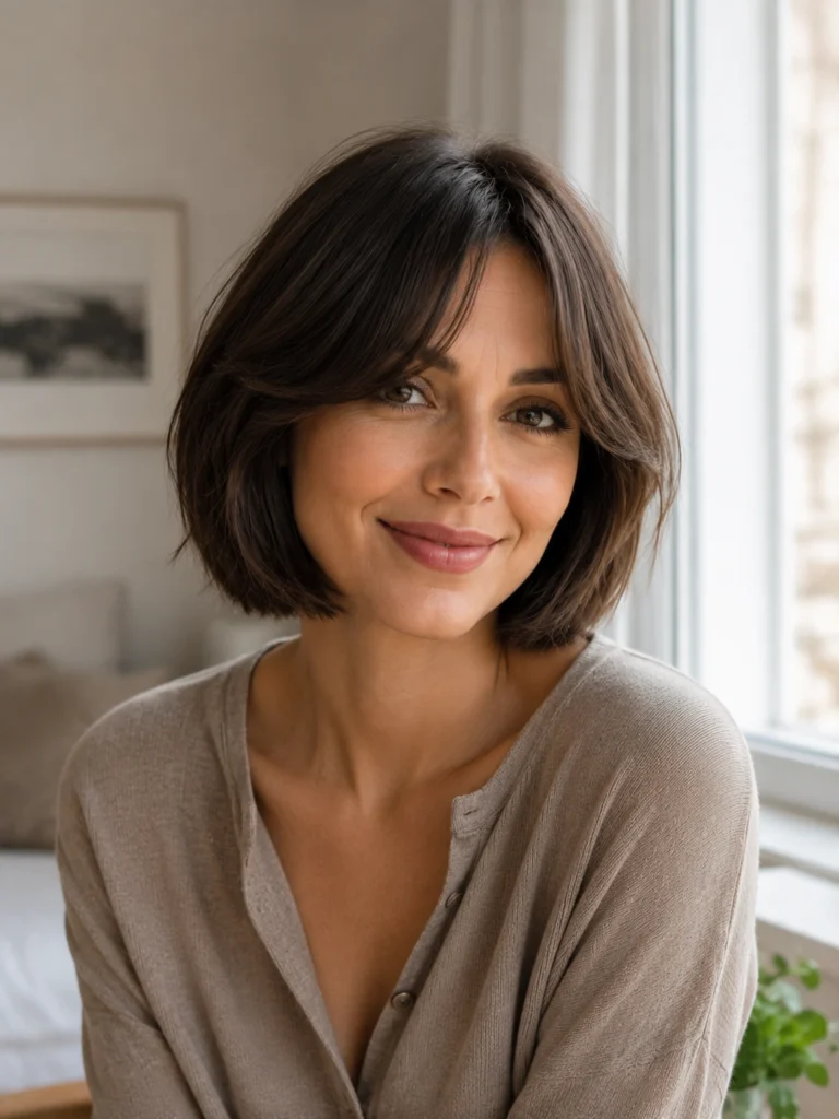 Short French Bob with Curtain Bangs
