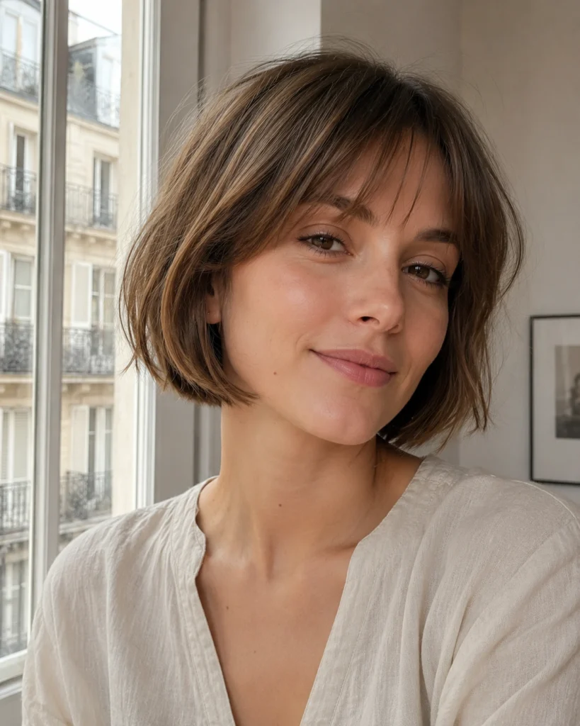 Short French Bob with Wispy Bangs