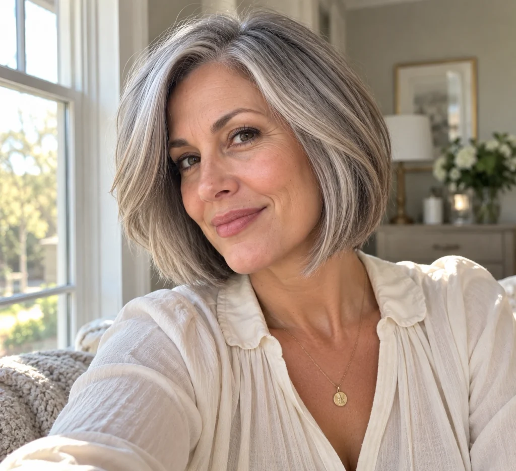 Angled Bob for Women Over 50