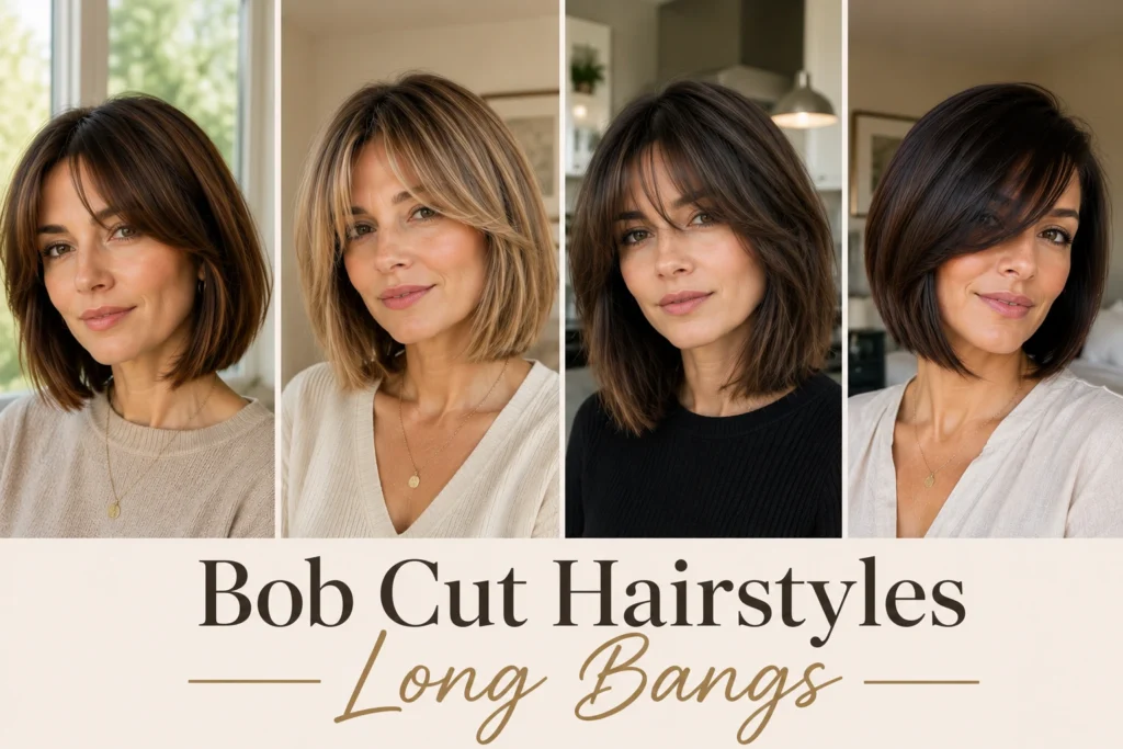 Bob Cut Hairstyles Long Bangs