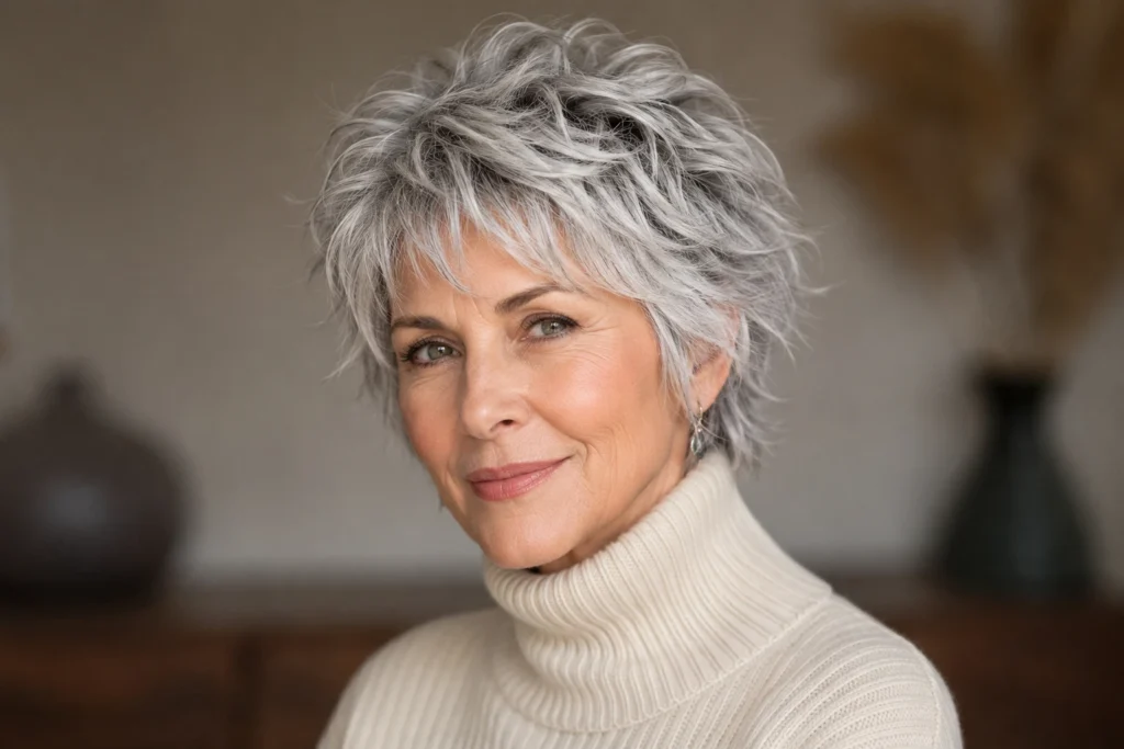 Classic Choppy Shag Pixie In Silver