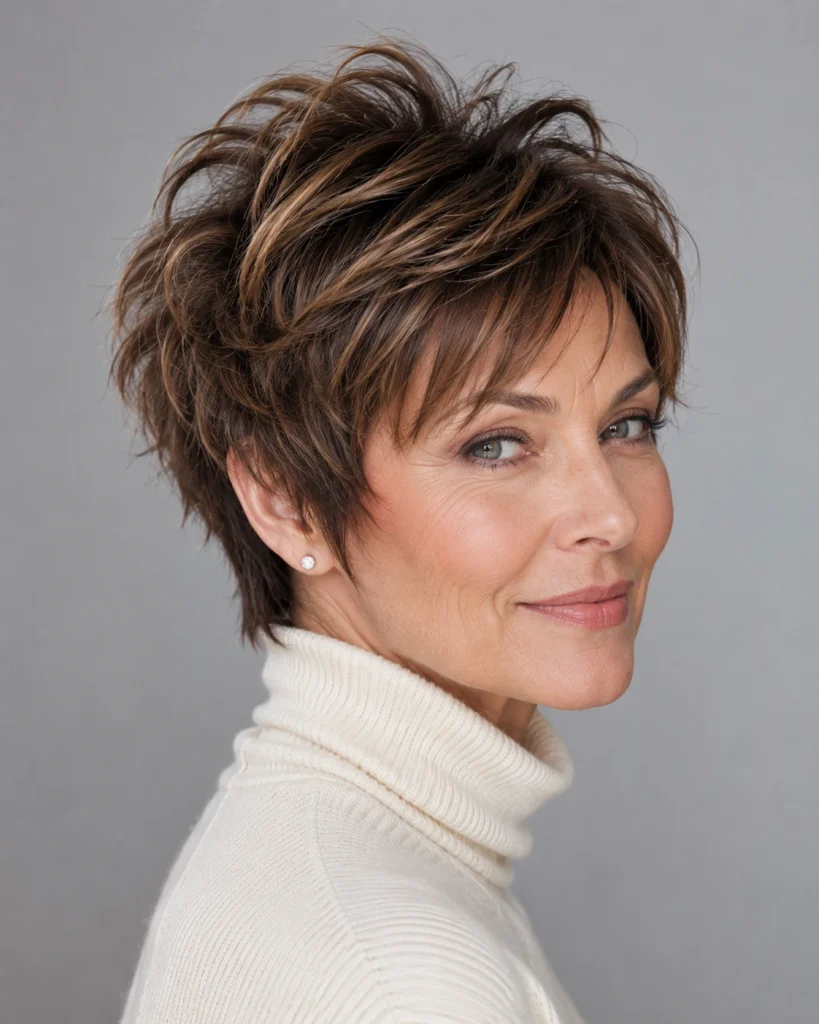 Shaggy Pixie With Layered Crown Volume