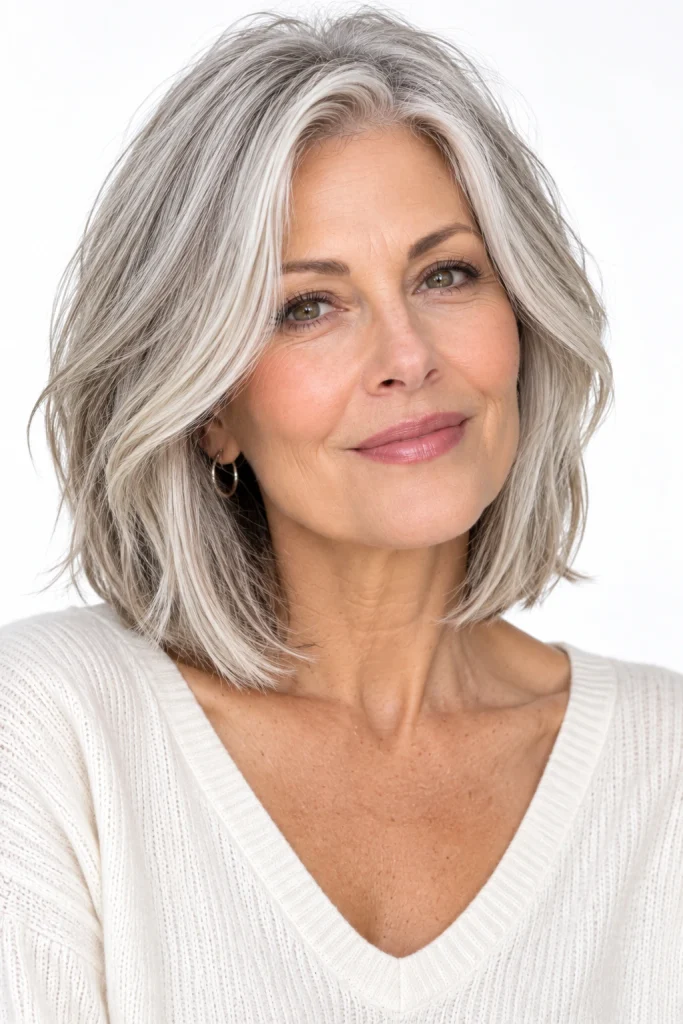 The Silver Lob With Face-Framing Pieces