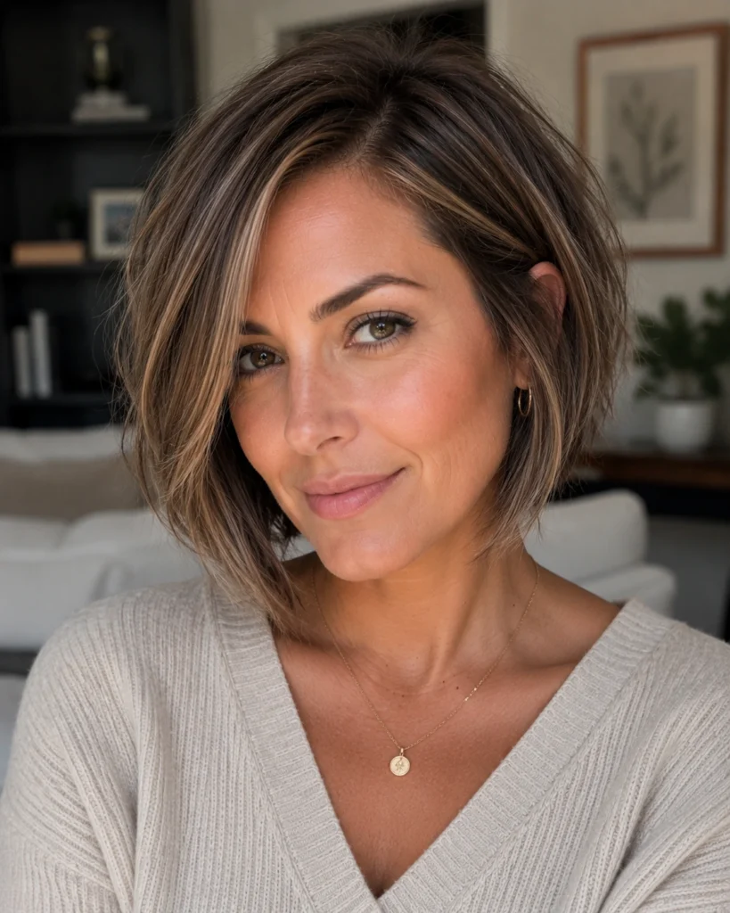 Short Brown Hair with Babylights