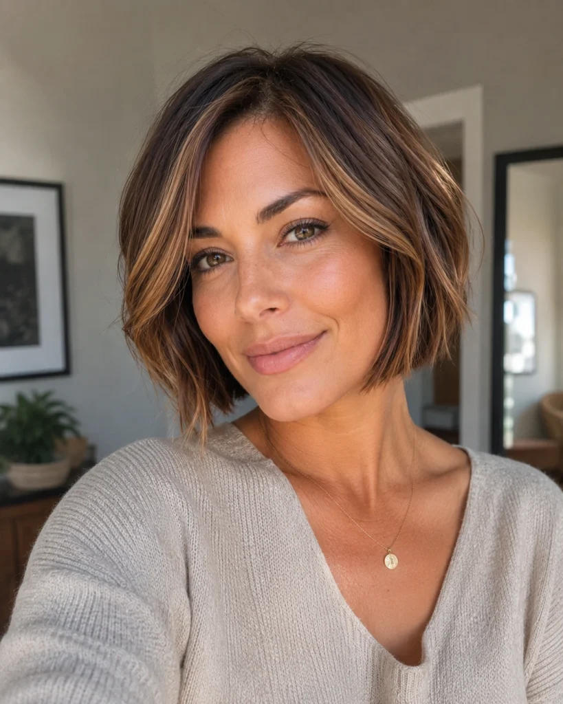 Caramel Highlighted Short Bob