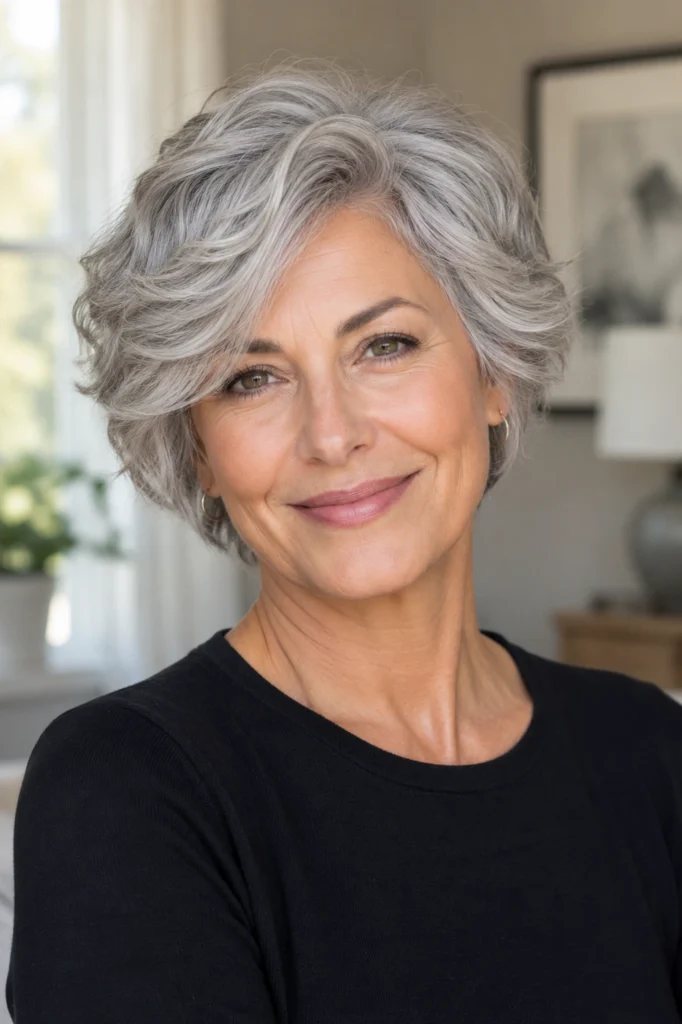 Soft Perm on Short Gray Hair
