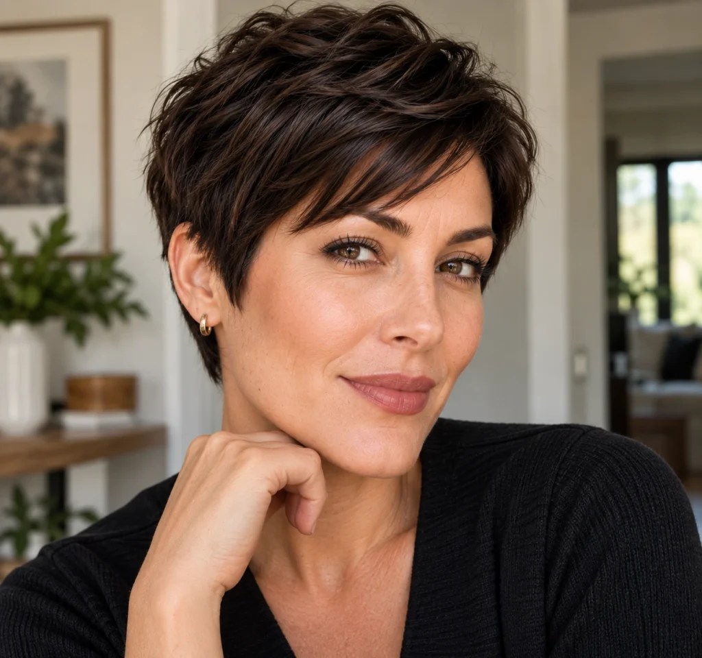 Dark Brown Pixie Cut