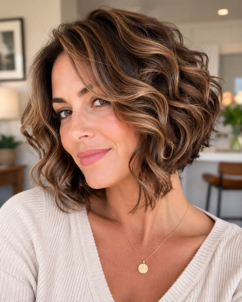 Loose Curl Perm on Inverted Bob