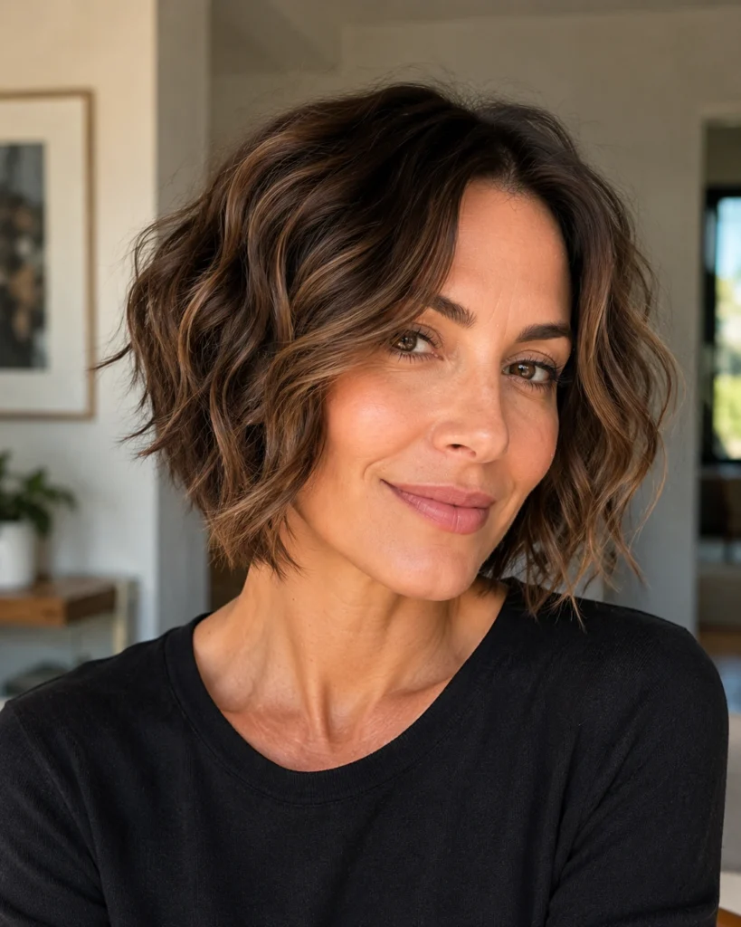 loose beach wave perm short bob hair