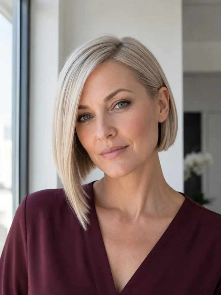 Blunt Asymmetrical Bob for Fine Hair