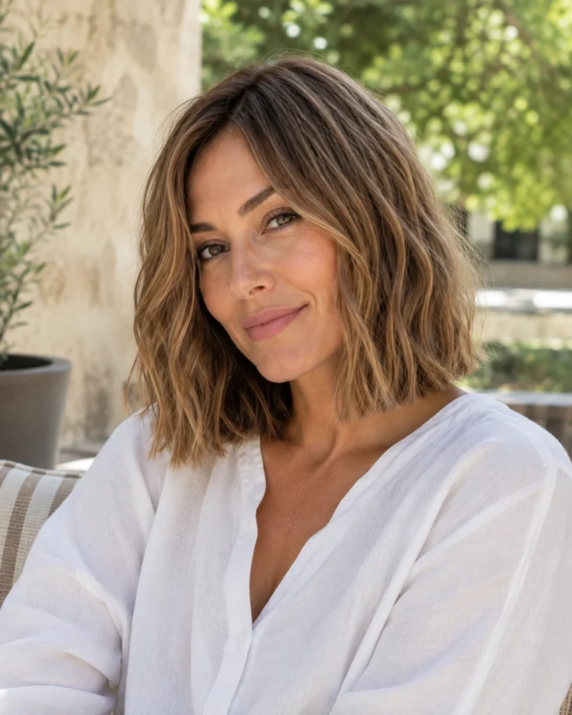 Blunt Bob with Natural Texture for Fine Hair