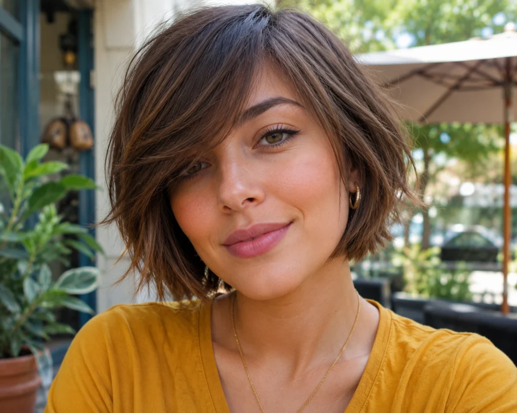 Choppy Bob with Side-Swept Bangs
