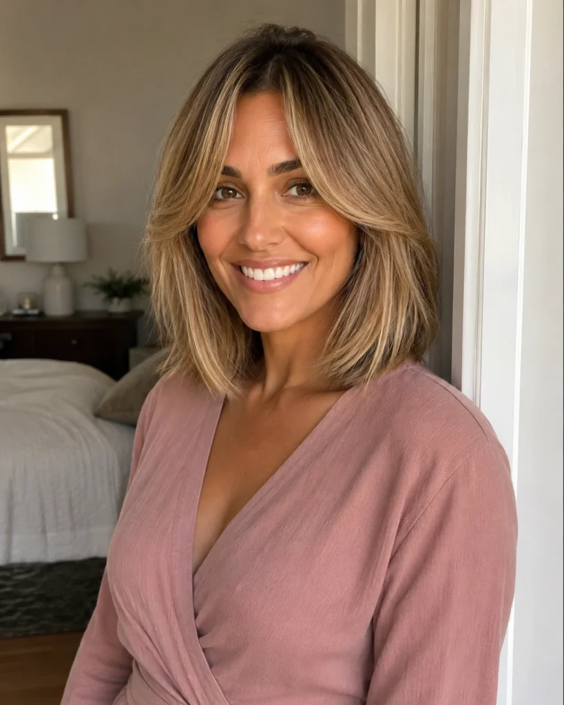 Fine Hair Shoulder Length Bob with Curtain Bangs