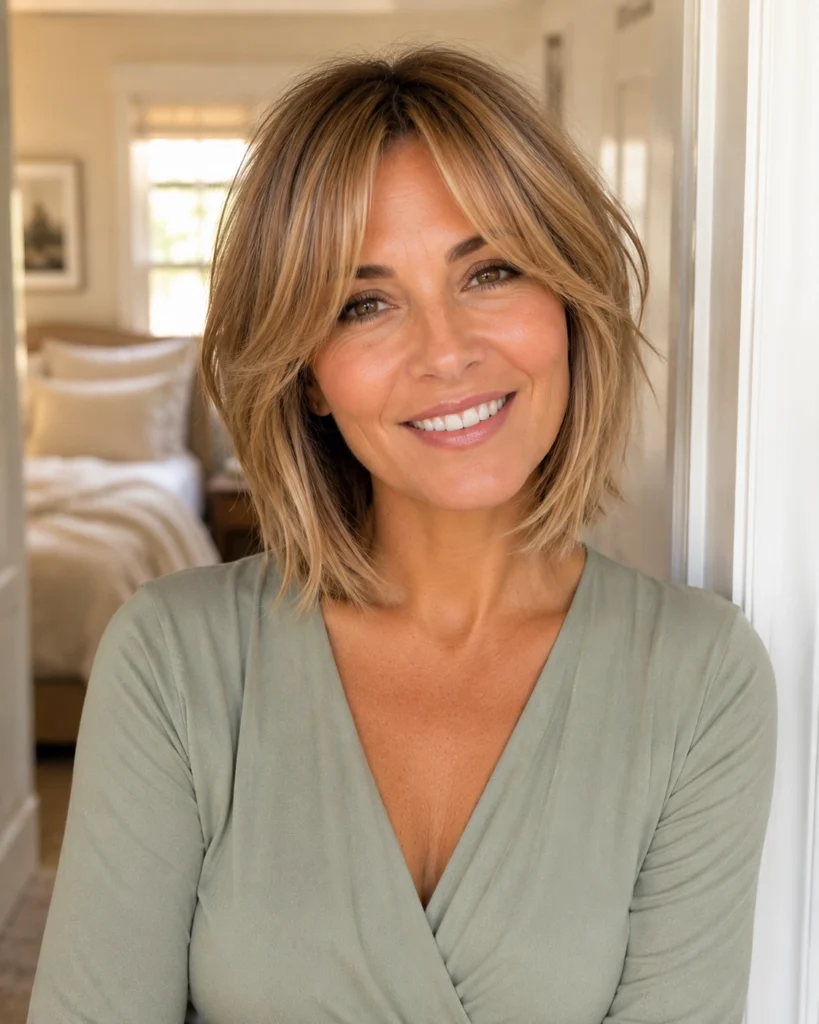 Layered Bob with Curtain Bangs