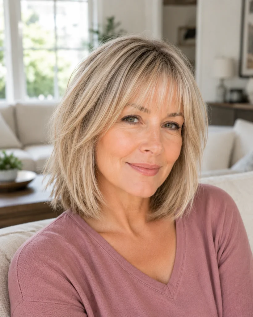 Layered Bob with Wispy Bangs for Thin Hair