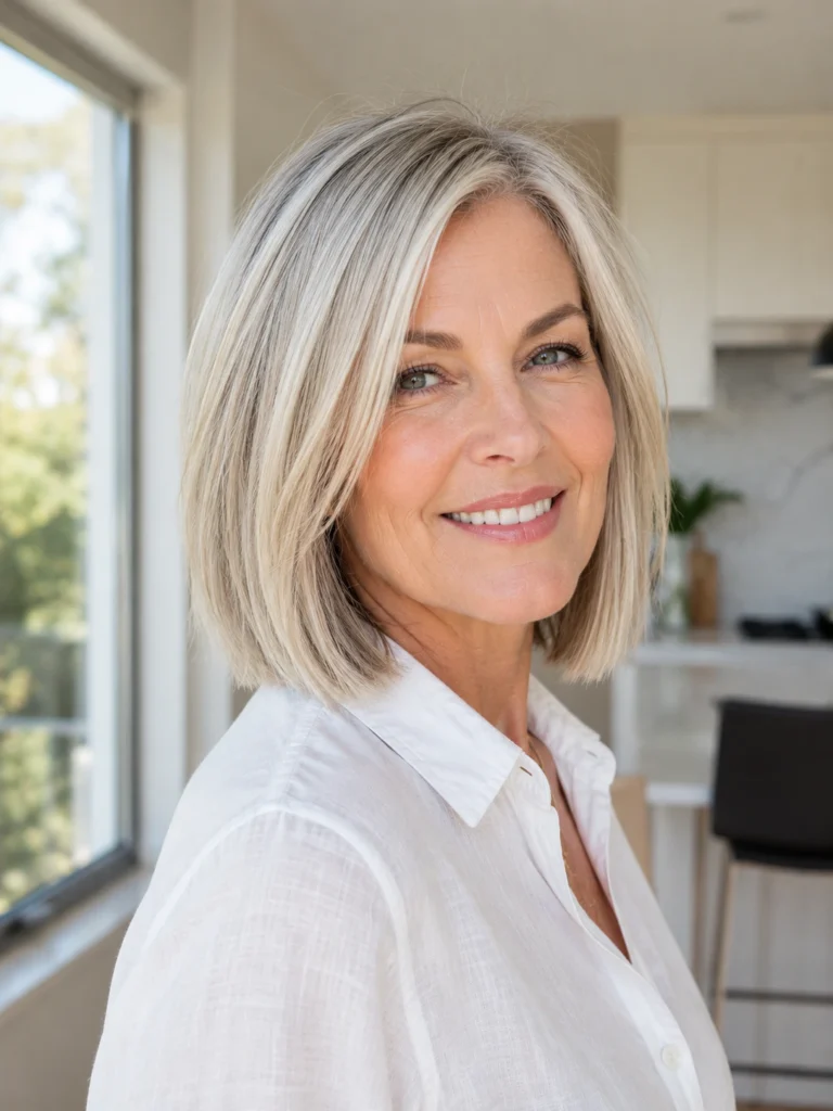 Shoulder Length Bob for Fine Hair Over 50