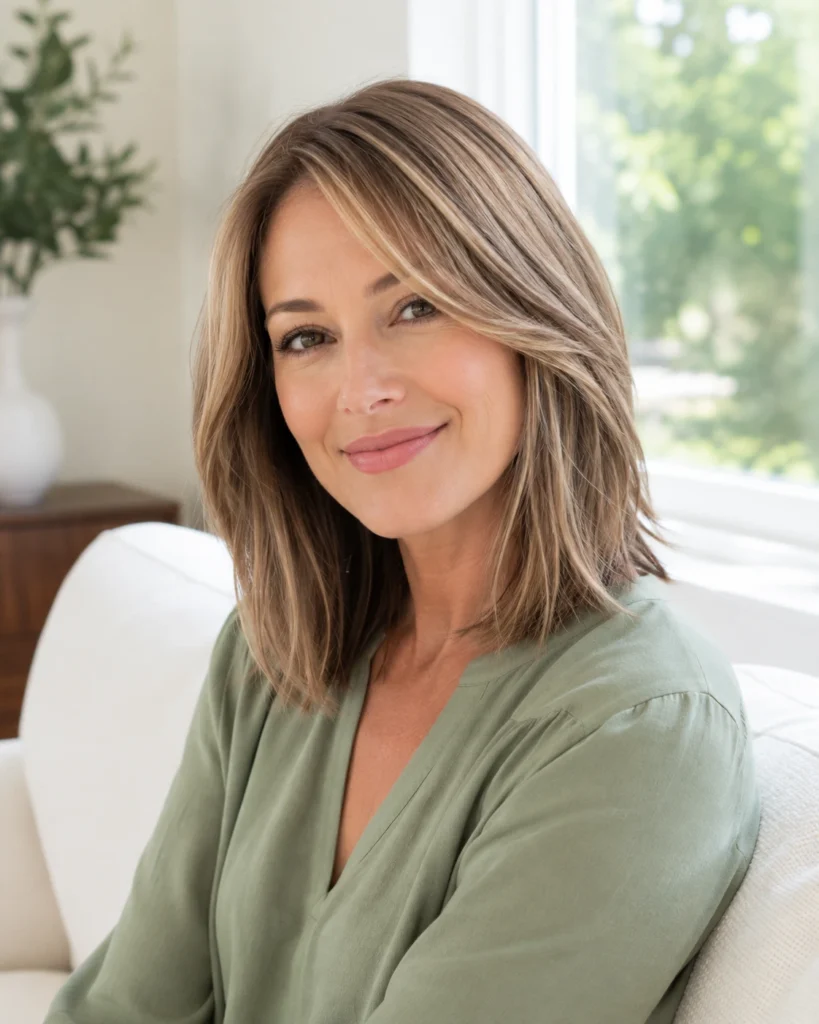 Shoulder Length Bob for Fine Hair with Highlights