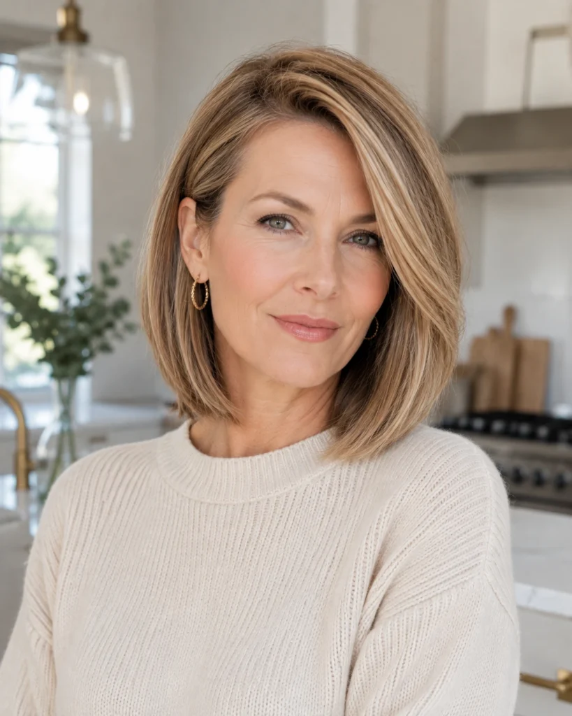 Shoulder Length Bob for Fine Hair with Side Part