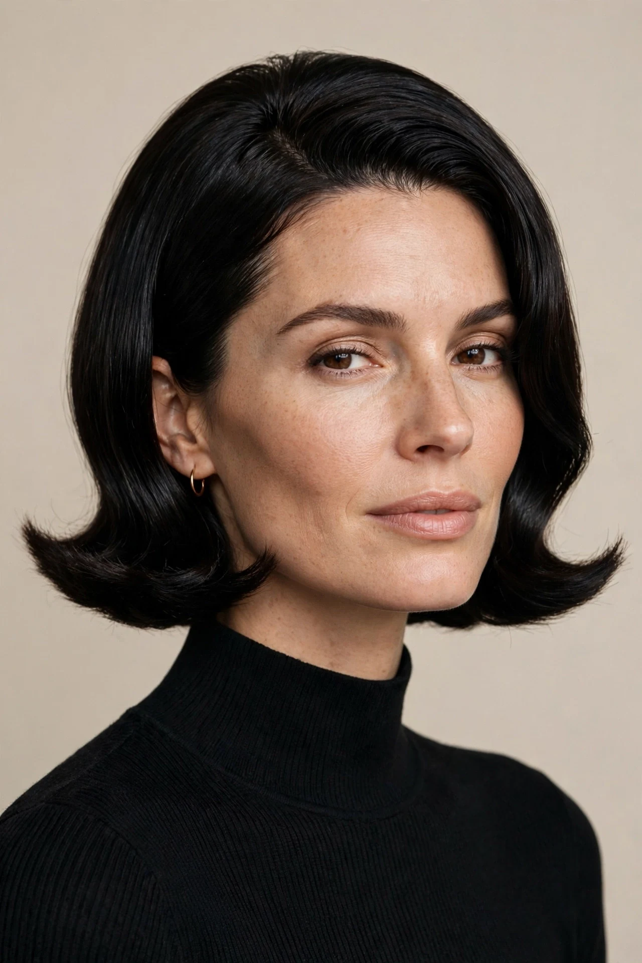 Modern revival 1960s bob with sharp flipped ends