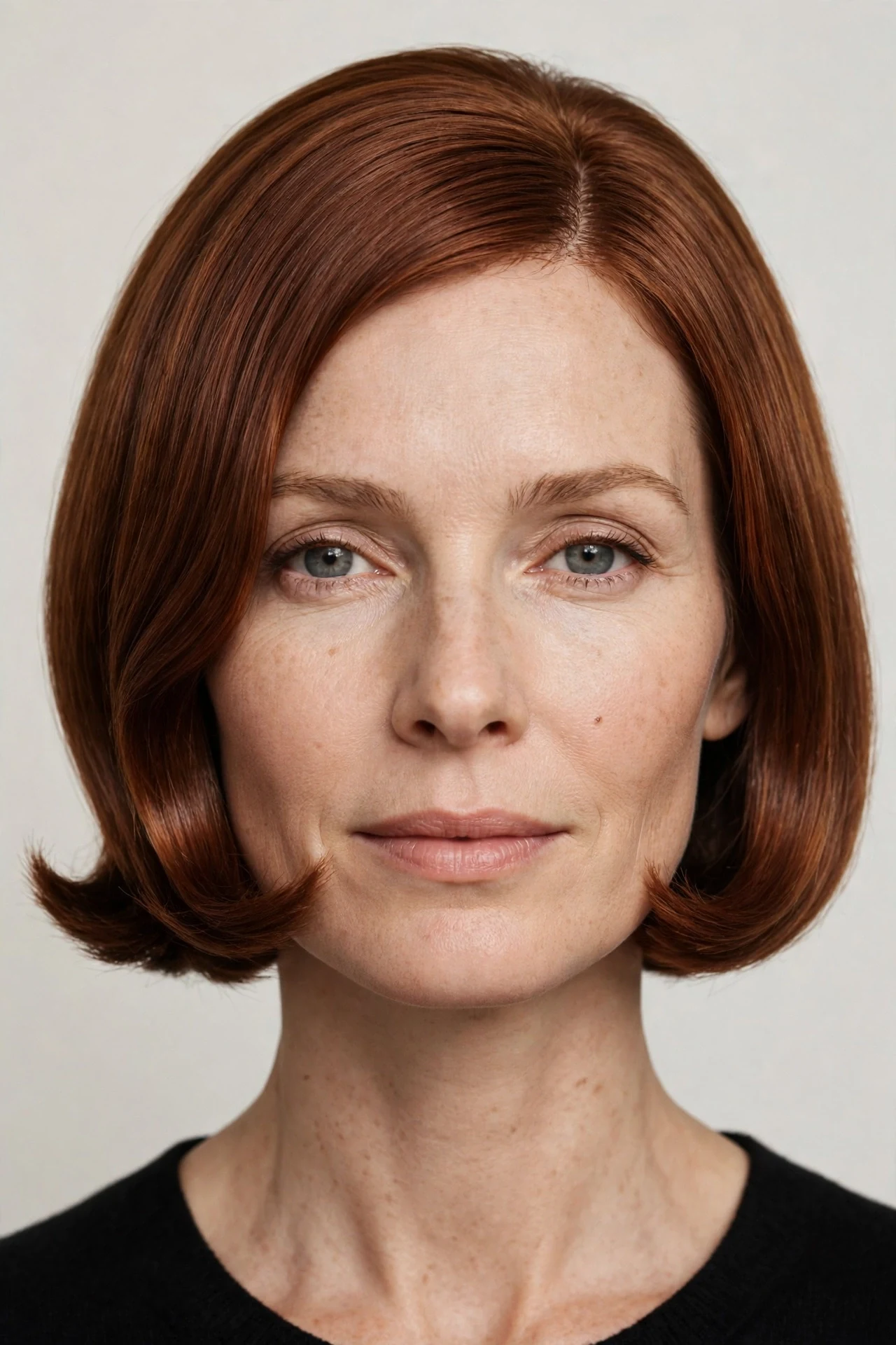 Sleek geometric 1960s bob with curved under ends