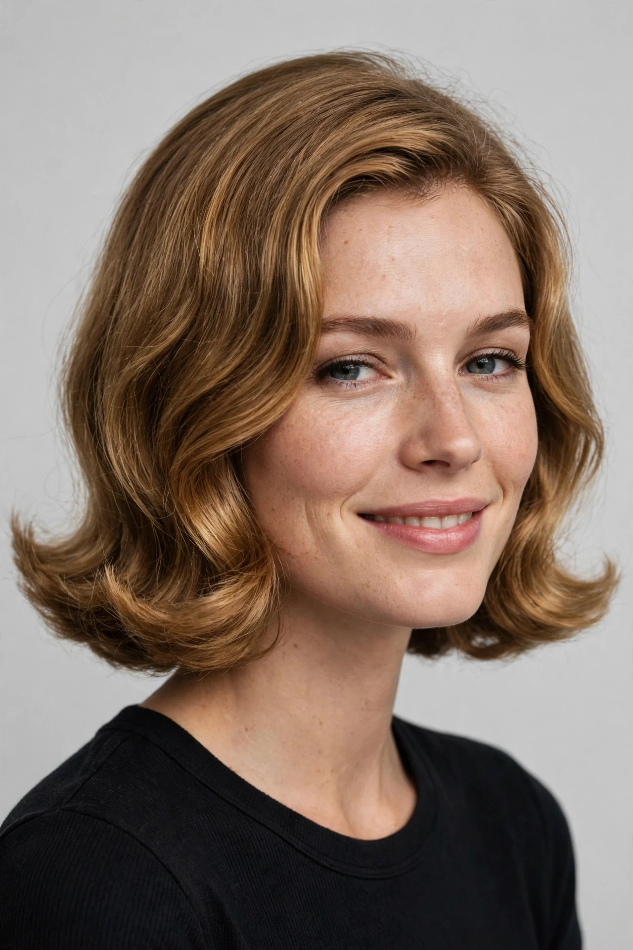 Soft wavy 1960s bob with flipped ends