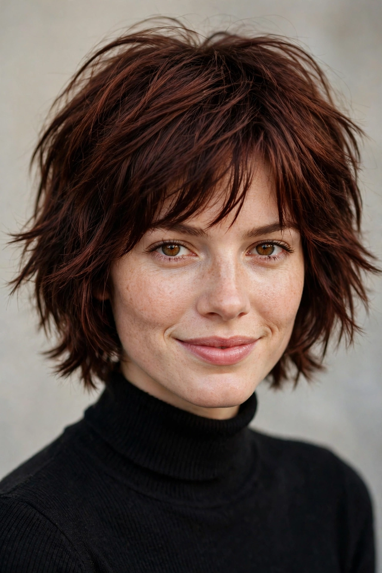 Choppy edgy 70s bob with uneven textured ends