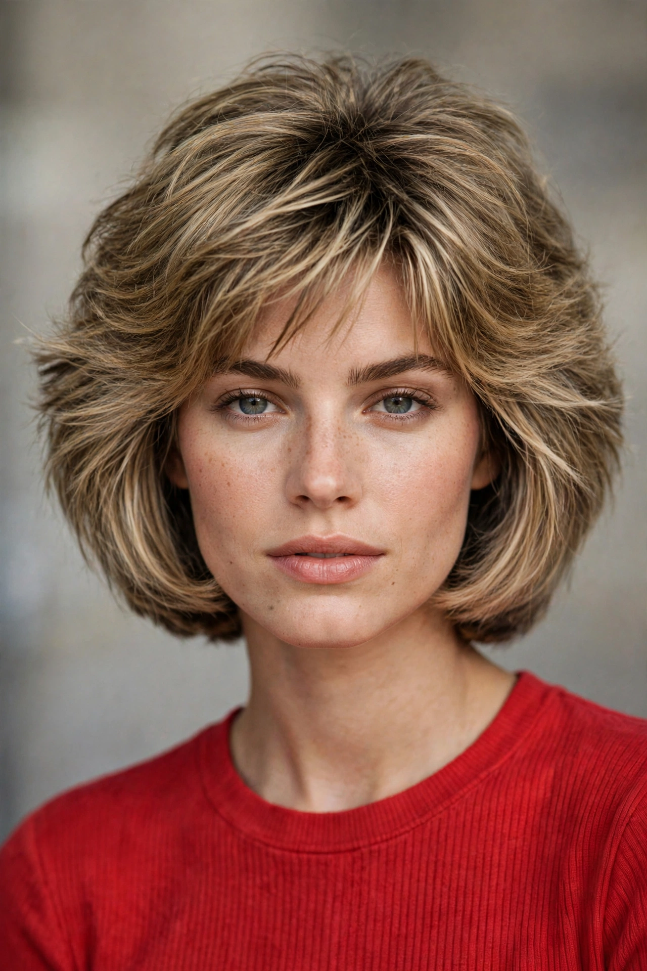 Boldly layered 80s bob haircut with choppy dramatic layers