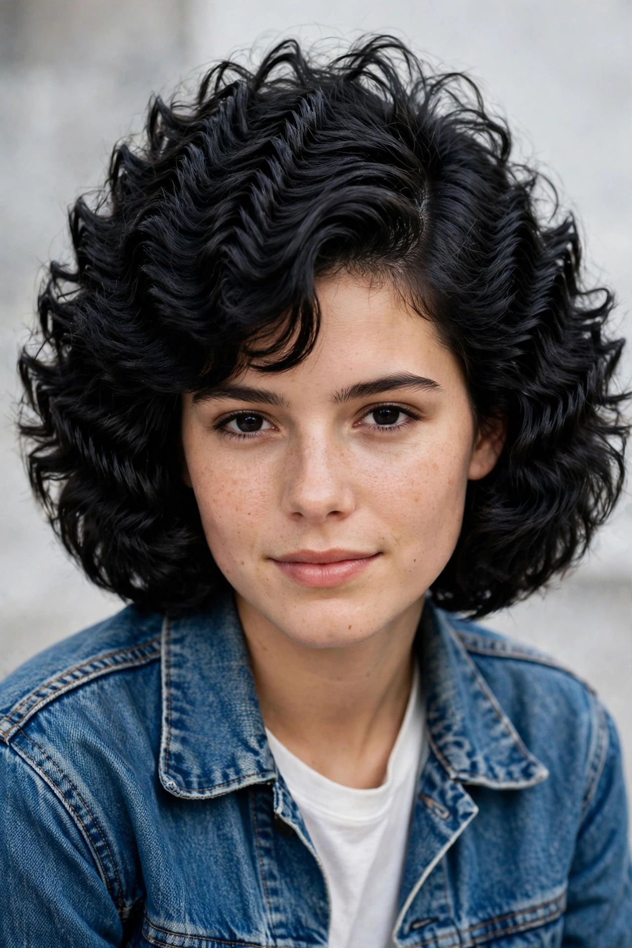 Crimped 80s bob haircut with zigzag texture and bold volume