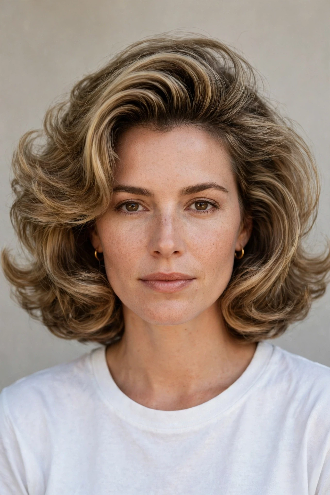 Bouncy 90s blowout bob with full round brush volume