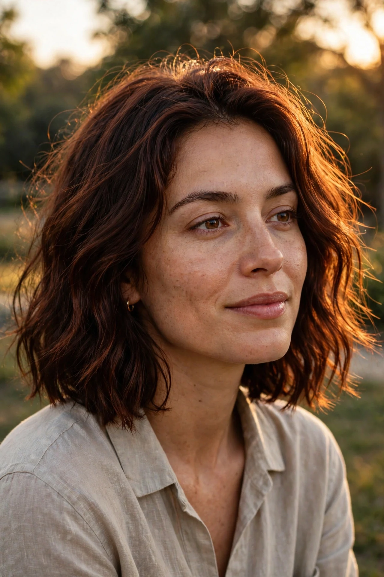 Air dried midi bob with natural texture and effortless waves