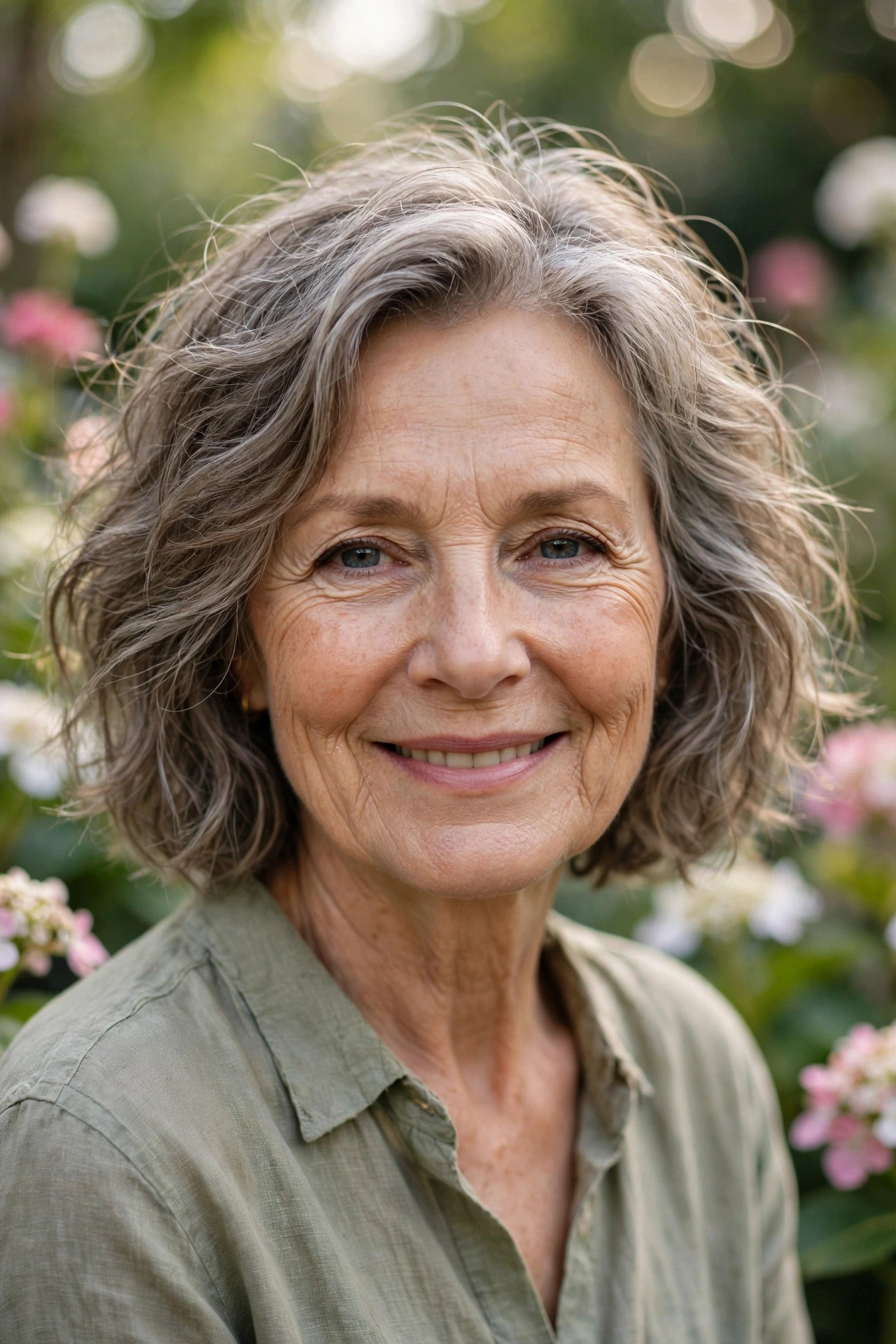 air dried messy bob for women over 50