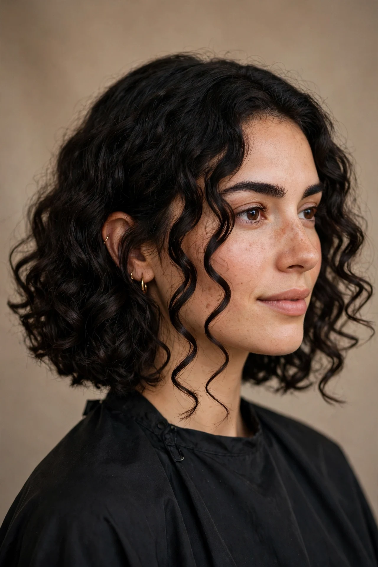 Curly A-line lob with defined curls