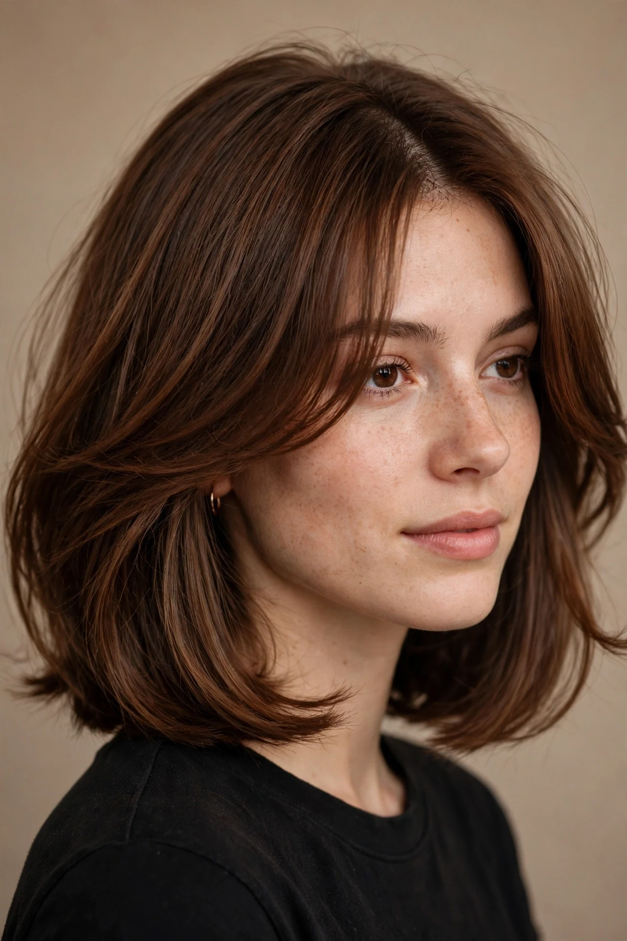 A-line lob with soft curtain bangs