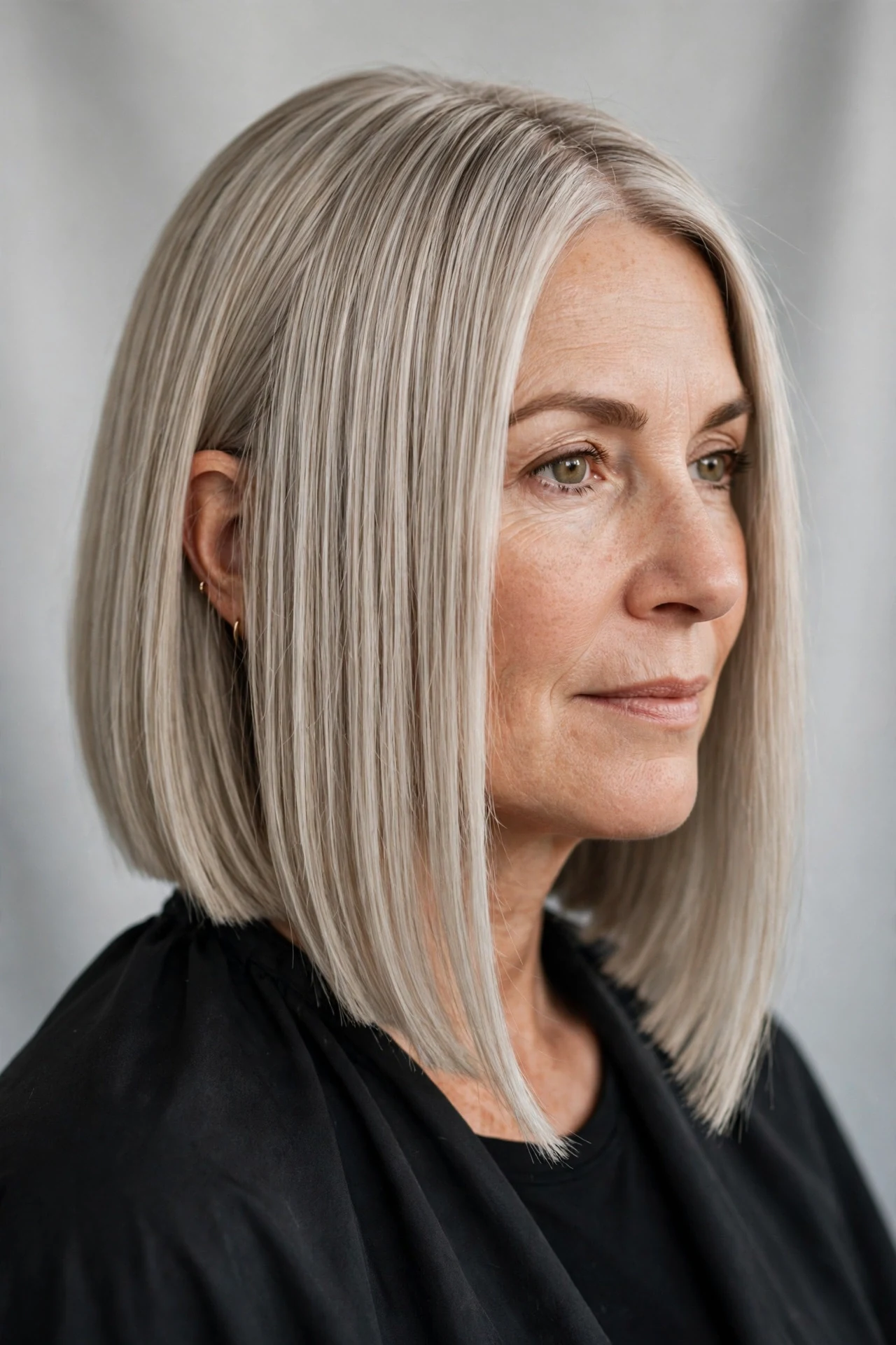 A-line lob adding fullness to fine hair