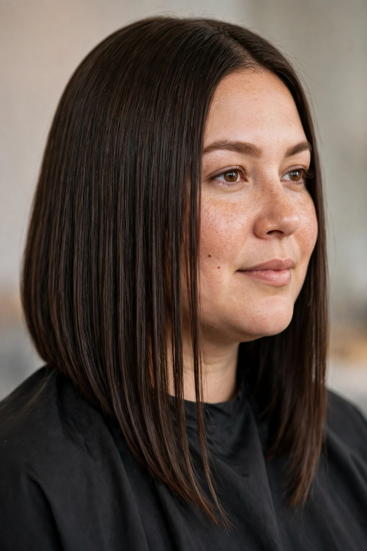 A-line lob flattering a round face