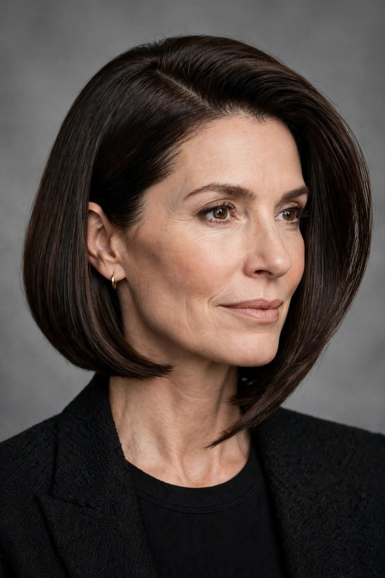 A-line lob styled with a deep side part