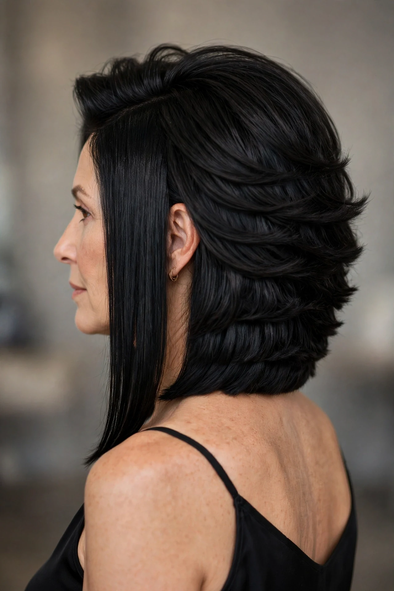 A-line lob with a stacked graduated back