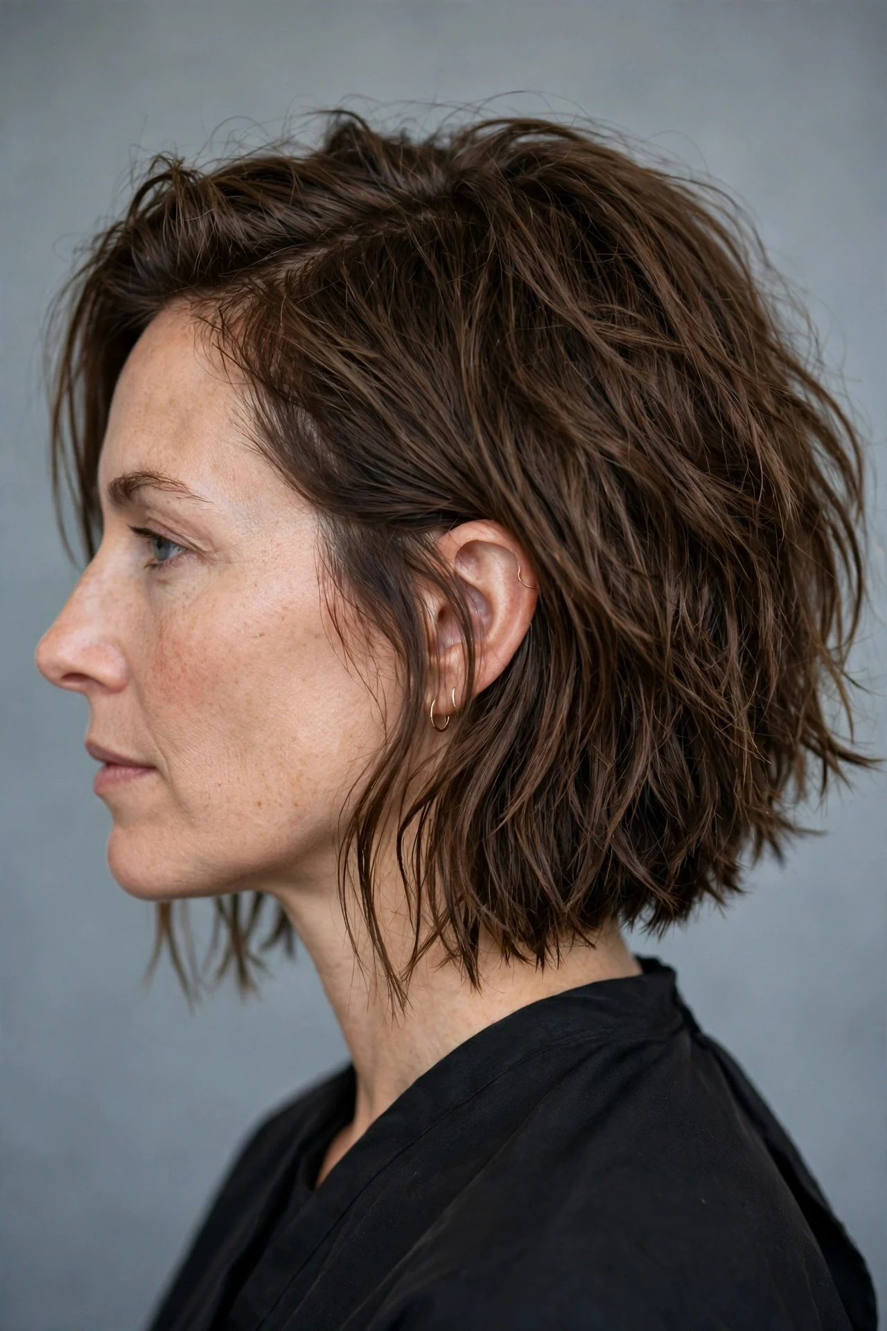 Textured choppy A-line lob with piecey ends