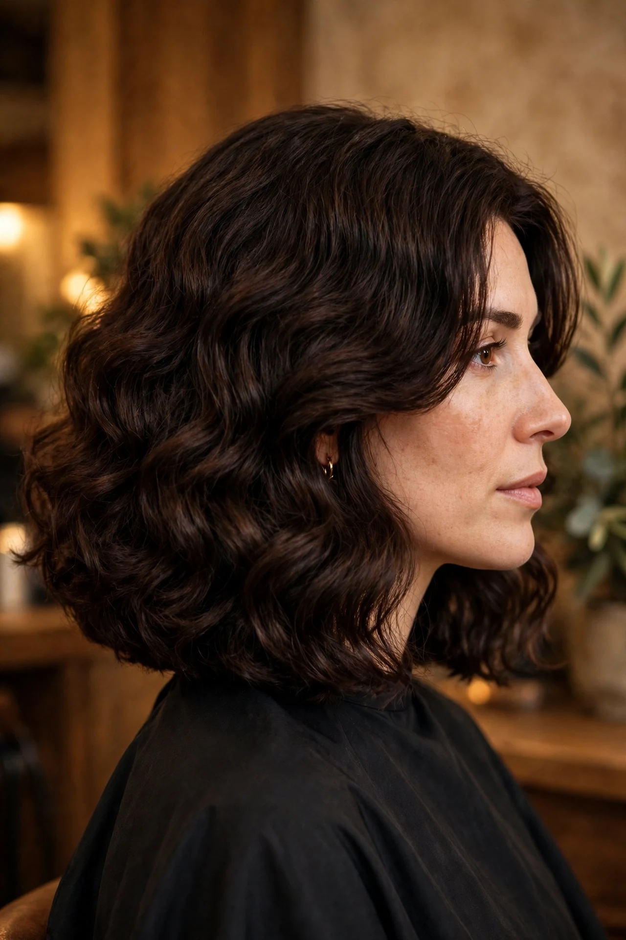 A-line lob taming thick hair with internal layers