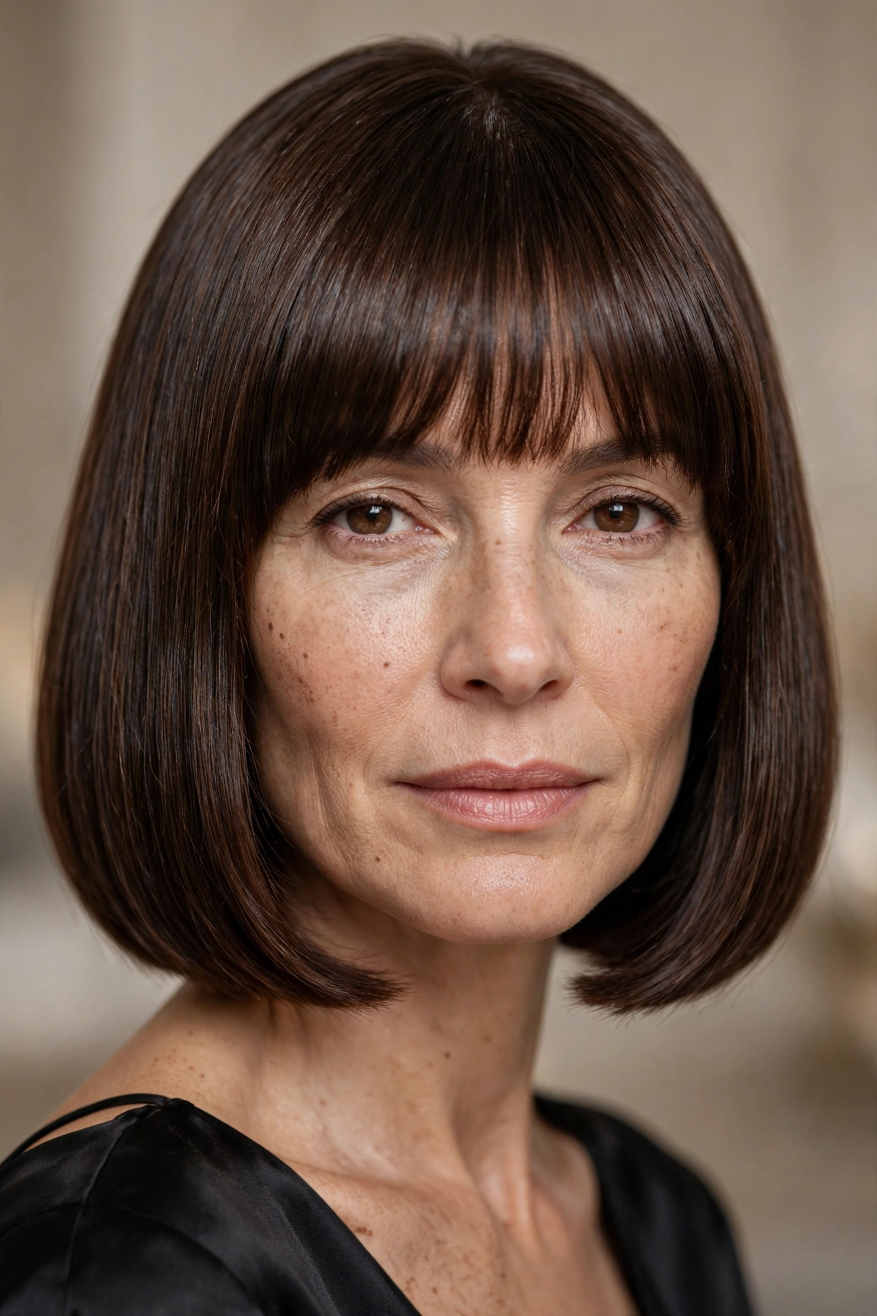 Italian bob with bangs, luxe blunt shape