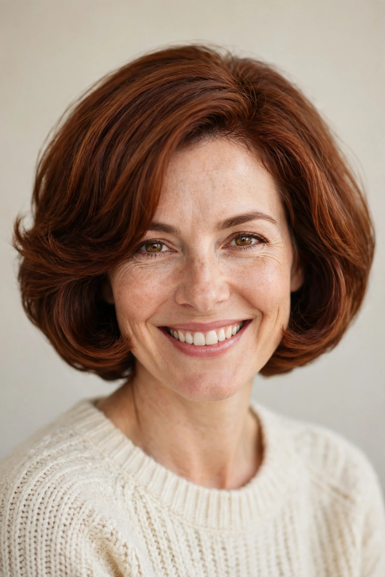 Layered bubble bob with soft internal layers and airy volume