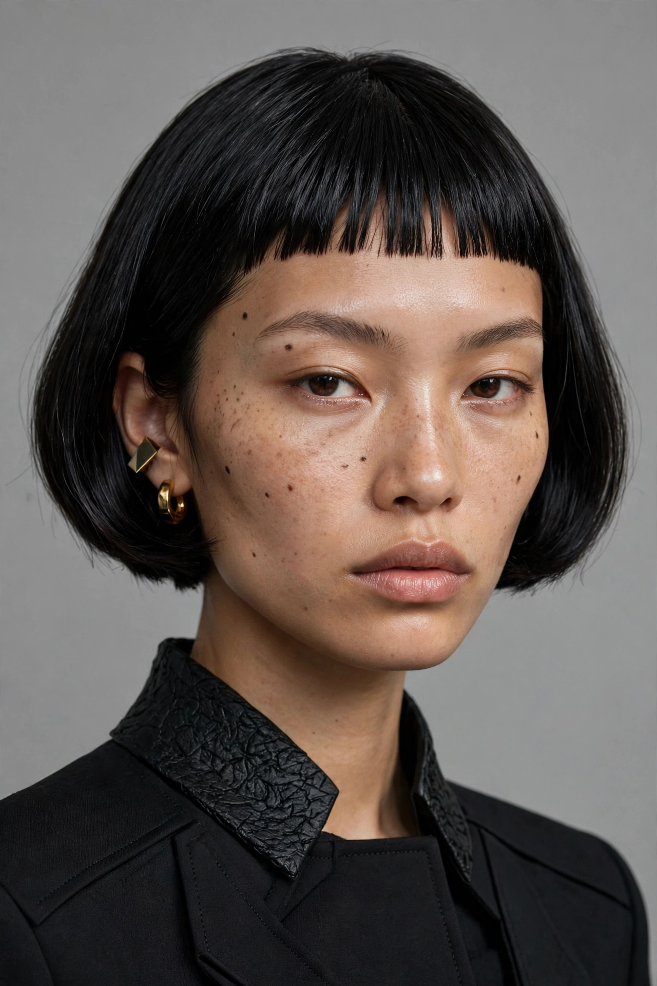 Bob with micro baby bangs, edgy short fringe