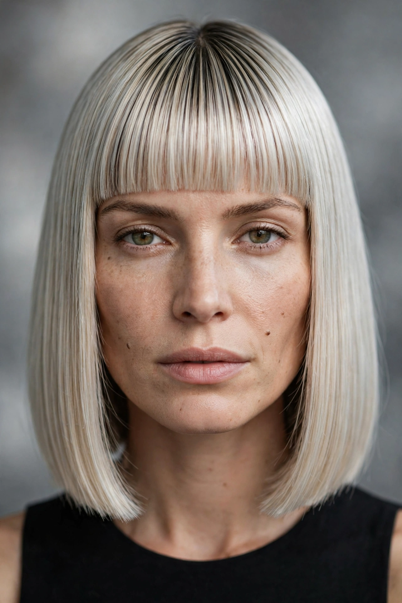 Sleek straight bob with polished bangs